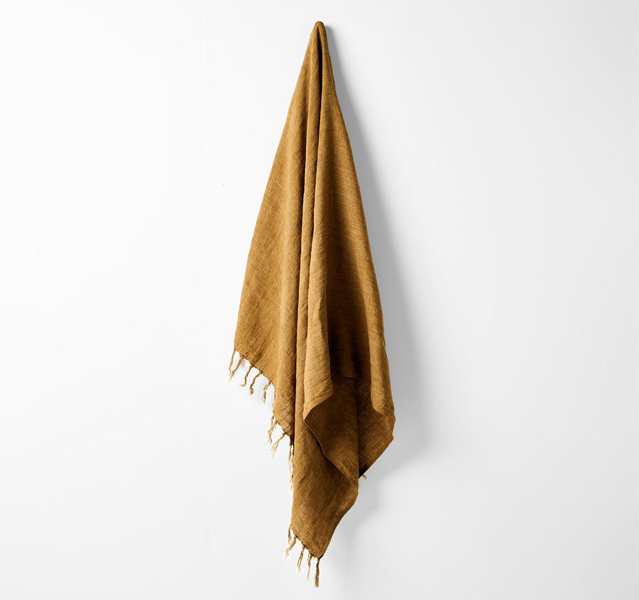 Vintage Linen Fringe 130x170cm Throw Rug Bronze