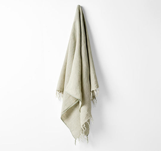 Vintage Linen Fringe 130x170cm Throw Rug Fennel