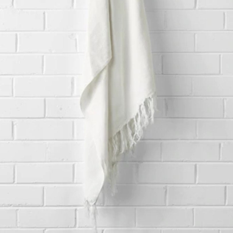 Vintage Linen Fringe 130x170cm Throw Rug Marshmallow