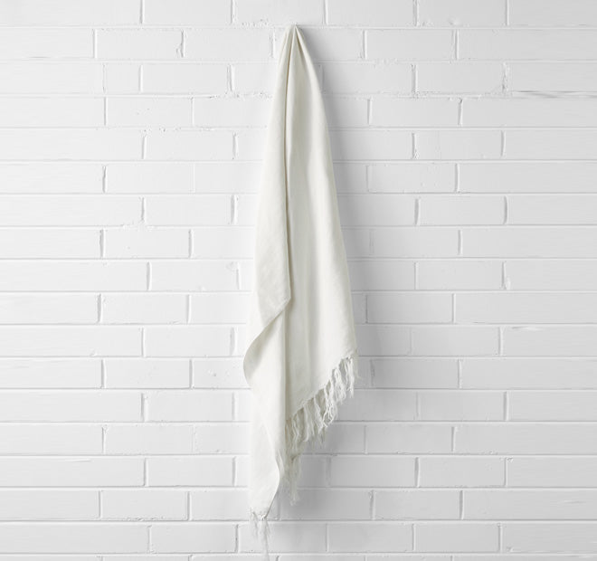 Vintage Linen Fringe 130x170cm Throw Rug Marshmallow