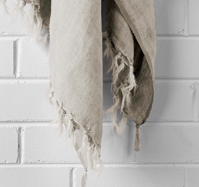 Vintage Linen Fringe 130x170 Throw Rug Natural