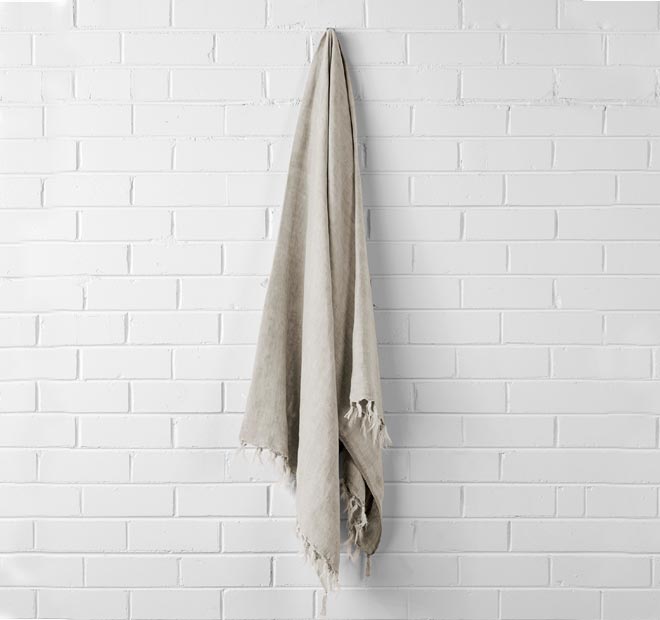 Vintage Linen Fringe 130x170 Throw Rug Natural