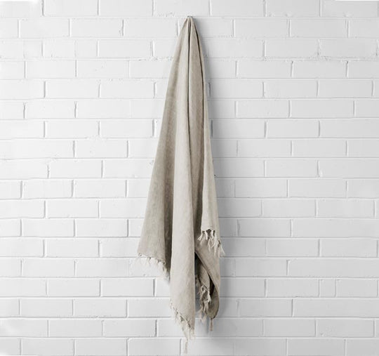 Vintage Linen Fringe 130x170cm Throw Rug Natural