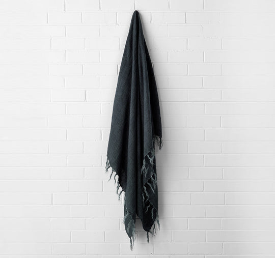 Vintage Linen Fringe 130x170cm Throw Rug Slate