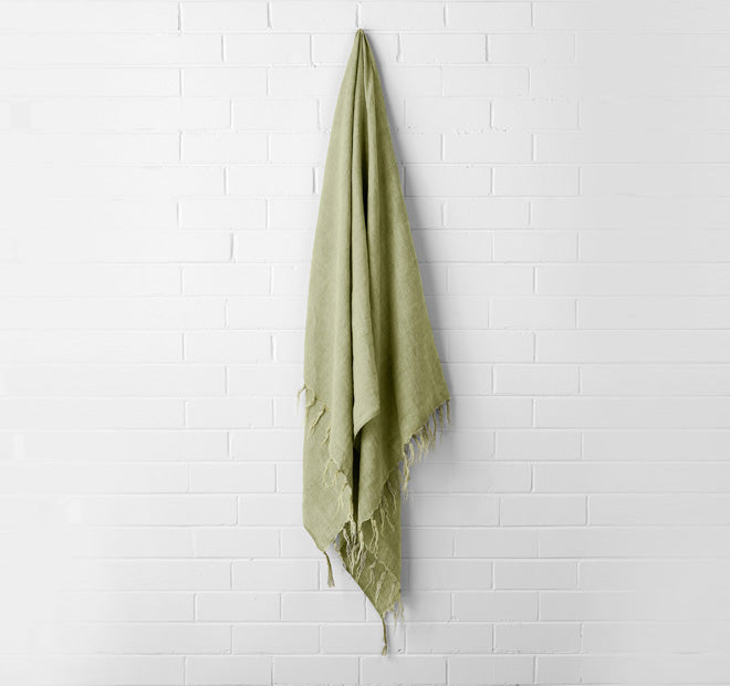 Vintage Linen Fringe 130x170cm Throw Rug Willow
