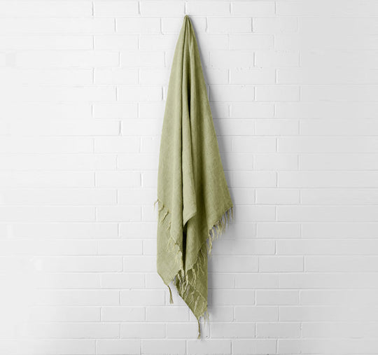 Vintage Linen Fringe 130x170cm Throw Rug Willow
