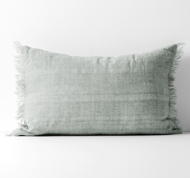 Vintage Linen Fringe 35x55cm Filled Cushion Limestone