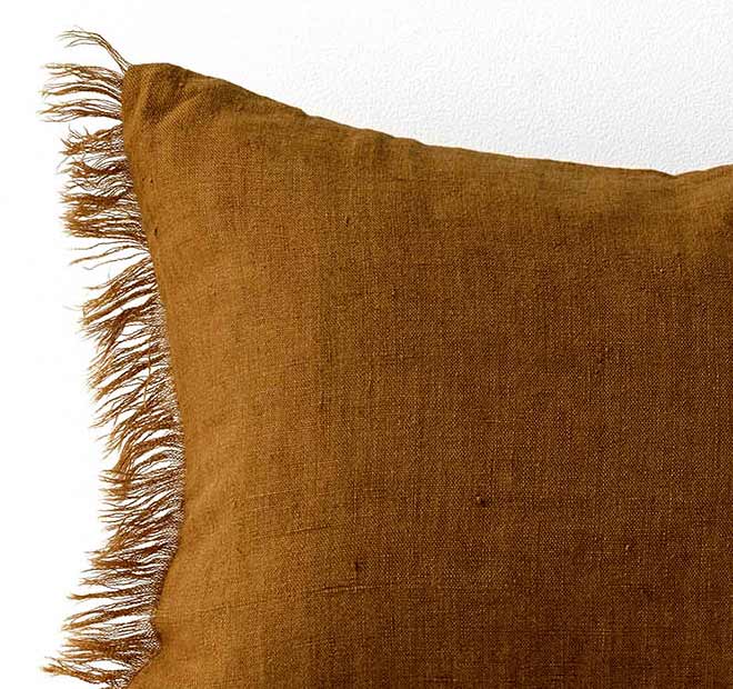 tobacco coloured cushions Vintage Linen Fringe 35x55cm Filled Cushion Tobacco – Manchester Warehouse