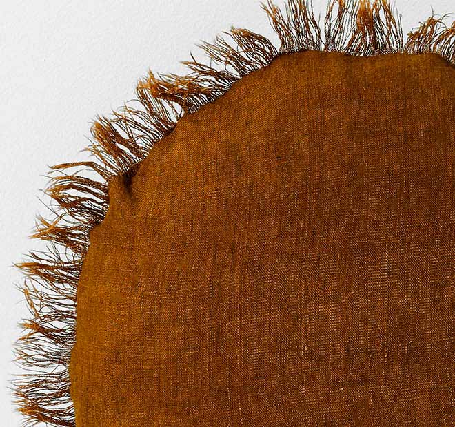 Vintage Linen Fringe 45cm Round Filled Cushion Tobacco