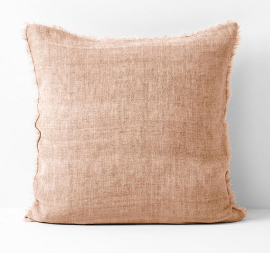 Vintage Linen Fringe 50x50cm Filled Cushion Clay