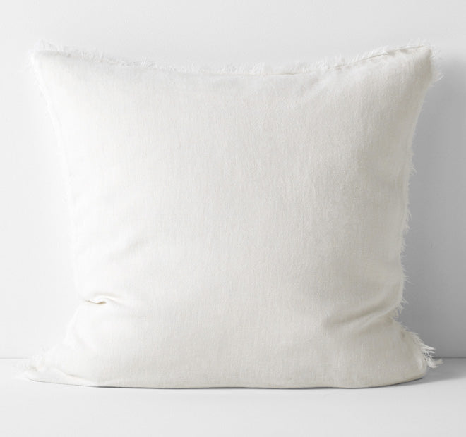 Vintage Linen Fringe 50x50cm Filled Cushion Marshmallow