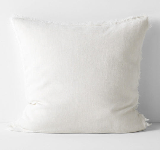 Vintage Linen Fringe 50x50cm Filled Cushion Marshmallow