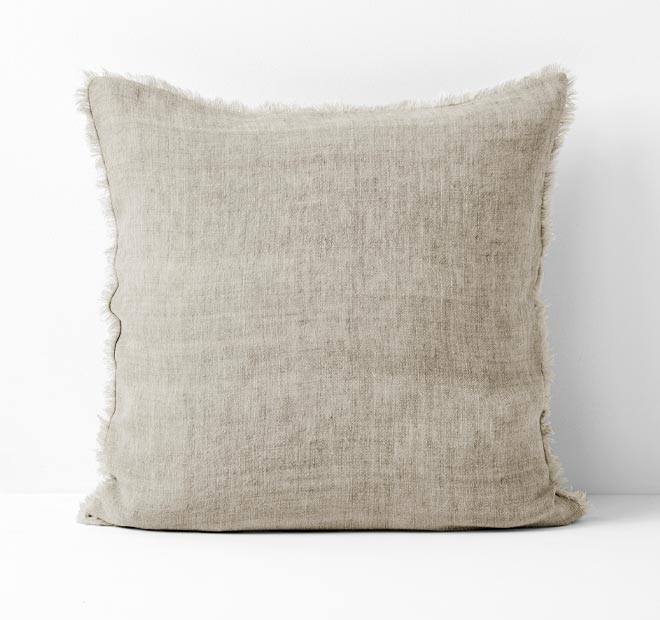Vintage Linen Fringe 50x50cm Filled Cushion Natural