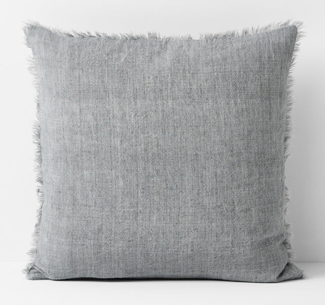 Vintage Linen Fringe 50x50cm Filled Cushion Smoke