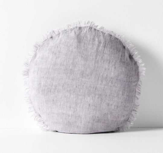 Vintage Linen Fringe 45cm Round Filled Cushion Dusk