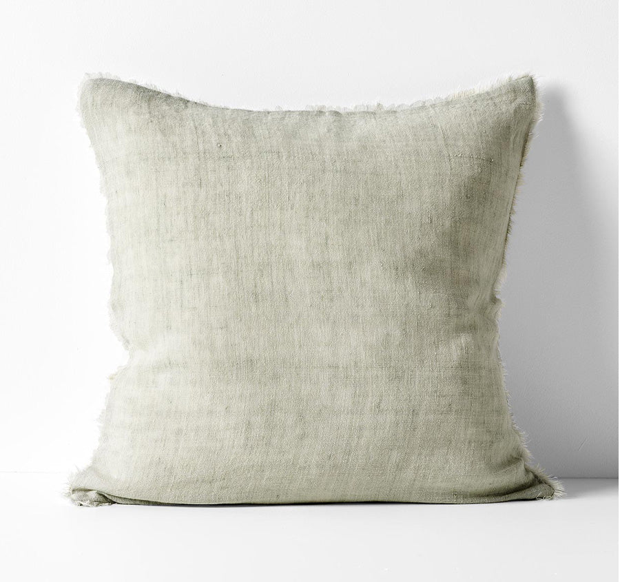 Vintage Linen Fringe 50x50cm Filled Cushion Fennel