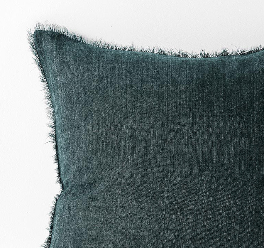 Vintage Linen Fringe 50x50cm Filled Cushion Storm