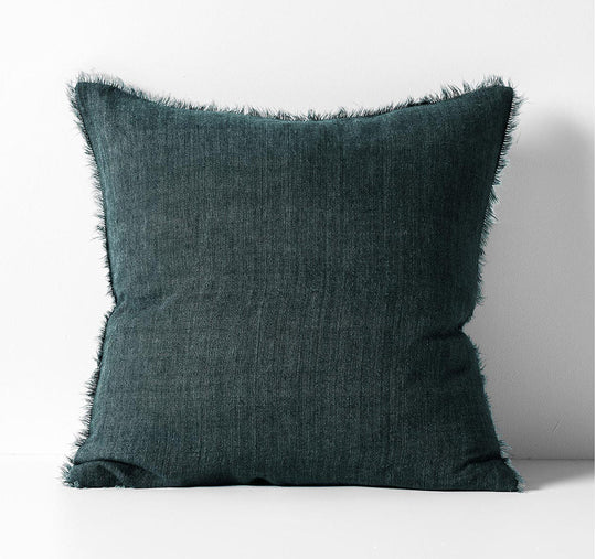 Vintage Linen Fringe 50x50cm Filled Cushion Storm