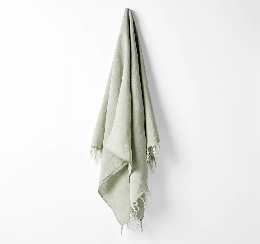 Vintage Linen Fringe 130x170cm Throw Rug Sage