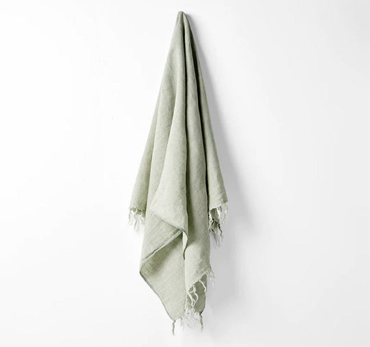 Vintage Linen Fringe 130x170cm Throw Rug Sage