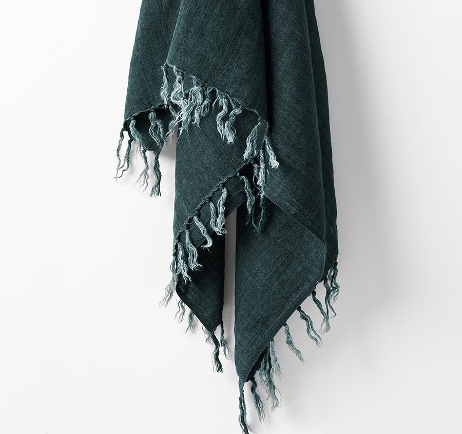Vintage Linen Fringe 130x170cm Throw Rug Storm
