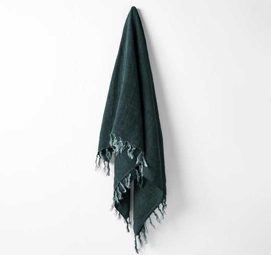 Vintage Linen Fringe 130x170cm Throw Rug Storm