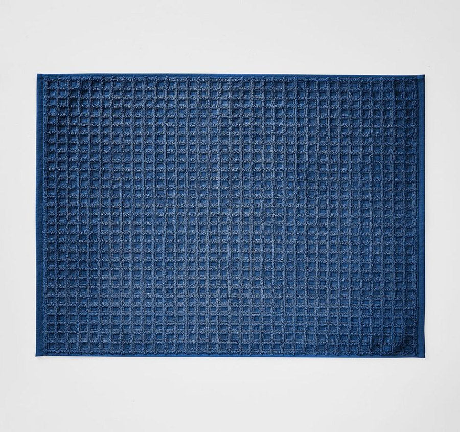Waffle 840GSM Cotton Bath Mat Bijou Blue