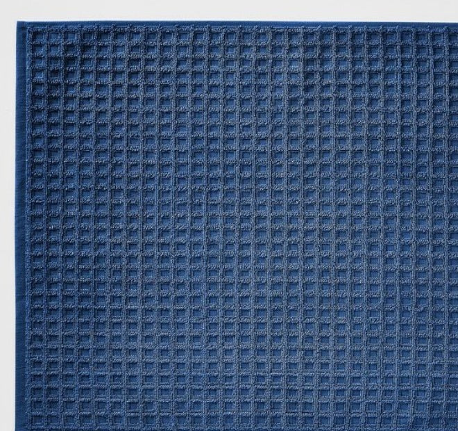 Waffle 840GSM Cotton Bath Mat Bijou Blue