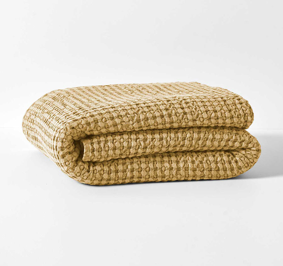 Waffle 140x200cm Throw Rug Caramel