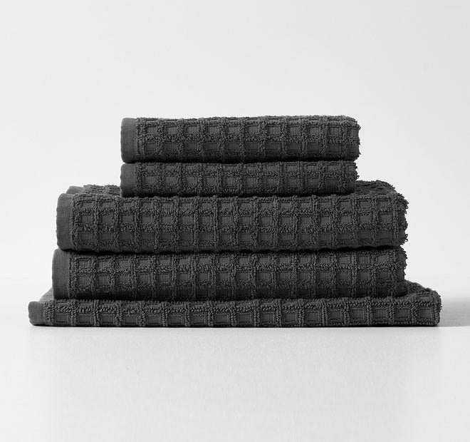 Waffle 5 Piece 580GSM Cotton Bath Towel Set Charcoal