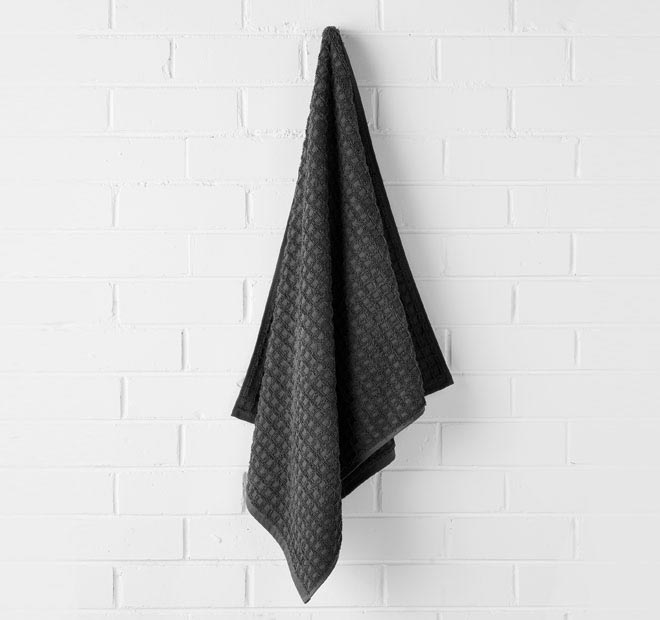 Waffle 5 Piece 580GSM Cotton Bath Towel Set Charcoal