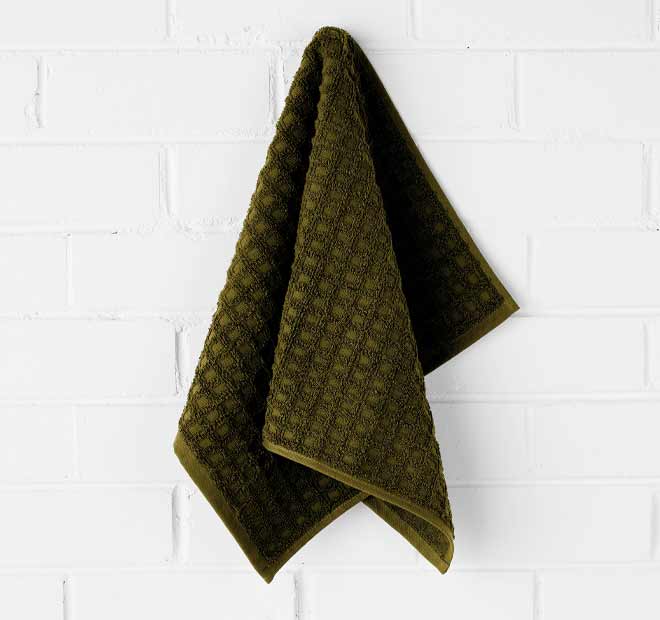Waffle 5 Piece 580GSM Cotton Bath Towel Set Khaki