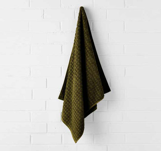 Waffle 580GSM Cotton Bath Towel Range Khaki