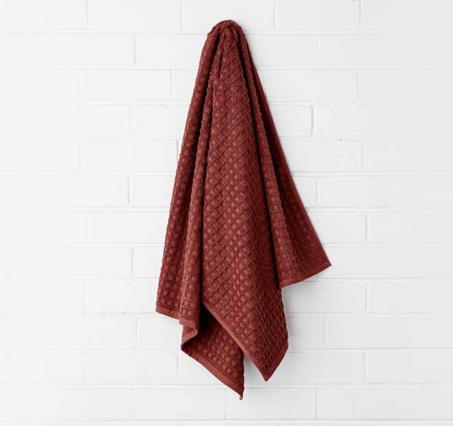 Waffle 5 Piece 580GSM Cotton Bath Towel Set Mahogany
