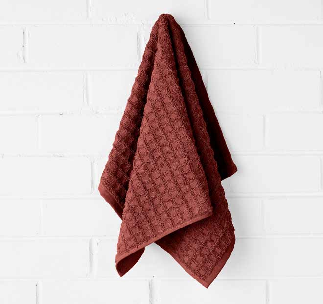 Waffle 5 Piece 580GSM Cotton Bath Towel Set Mahogany