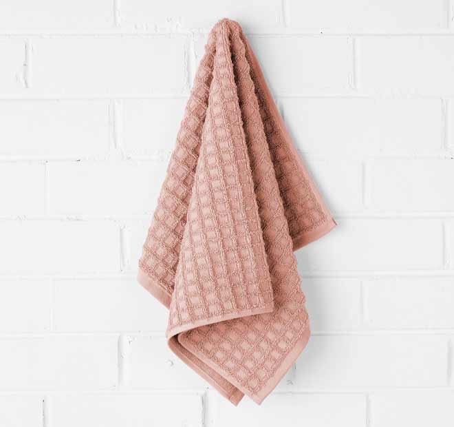Waffle 5 Piece 580GSM Cotton Bath Towel Set Pink Clay