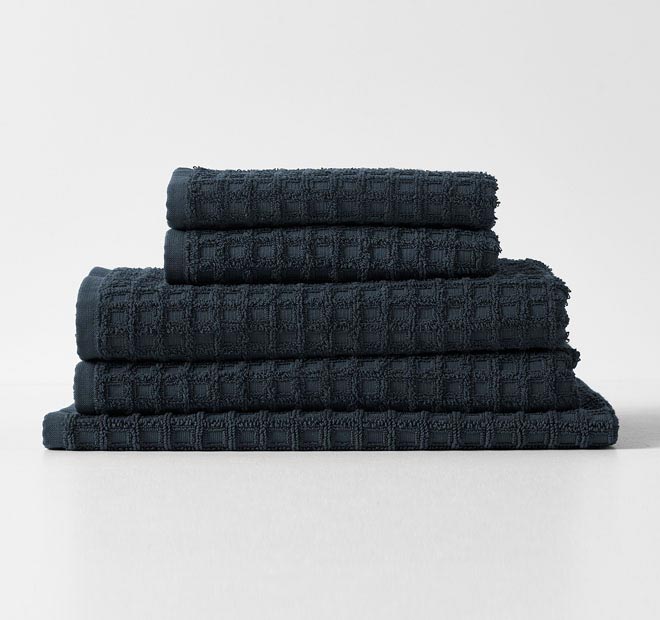 Waffle 5 Piece 580GSM Cotton Bath Towel Set Slate