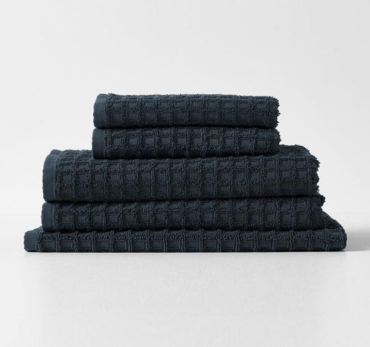 Waffle 5 Piece 580GSM Cotton Bath Towel Set Slate
