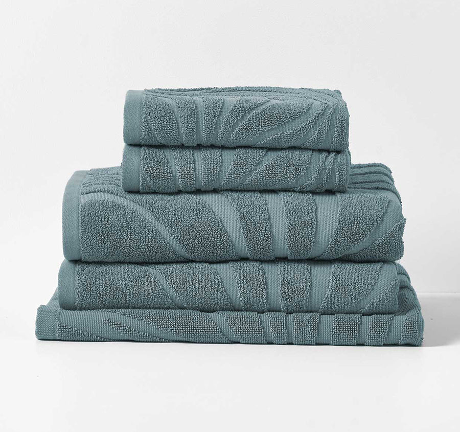 Wave 5 Piece 550GSM Cotton Bath Towel Set Pacific Blue