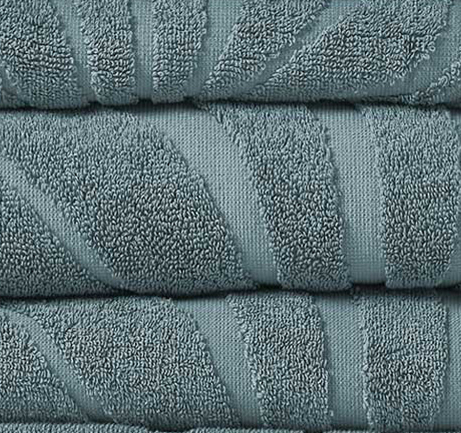 Wave 5 Piece 550GSM Cotton Bath Towel Set Pacific Blue