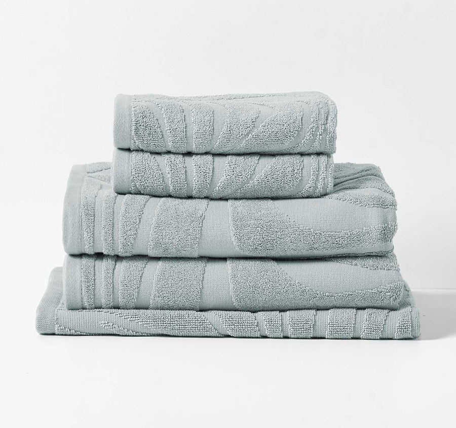 Wave 5 Piece 550GSM Cotton Bath Towel Set Pearl Blue