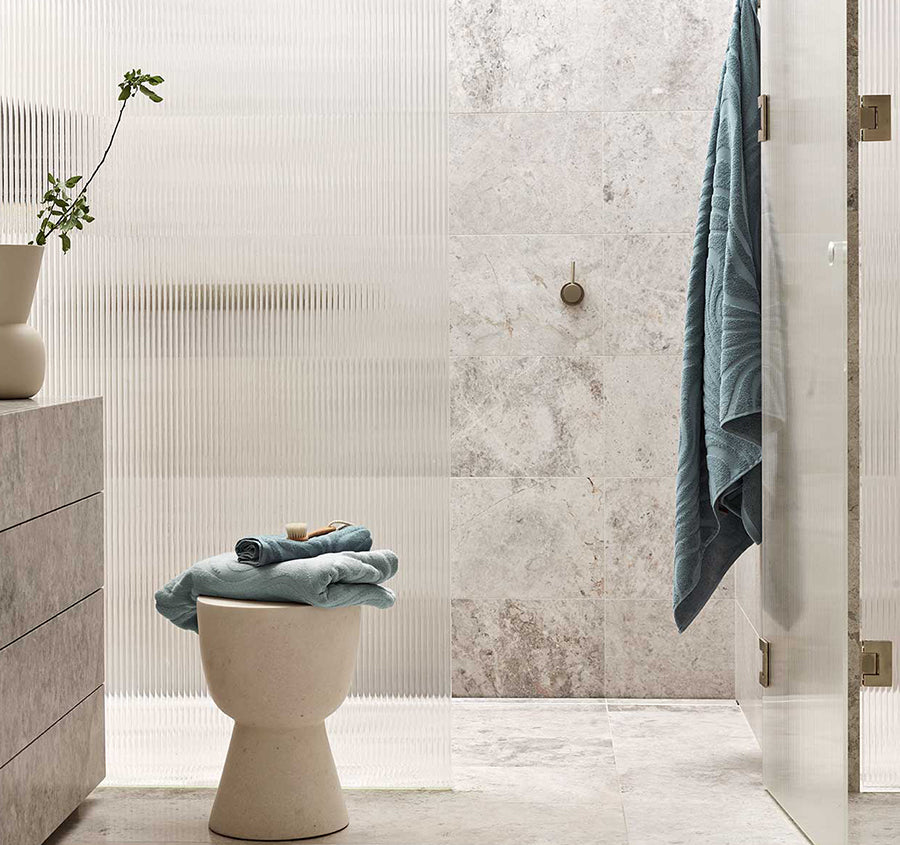 Wave 5 Piece 550GSM Cotton Bath Towel Set Pearl Blue