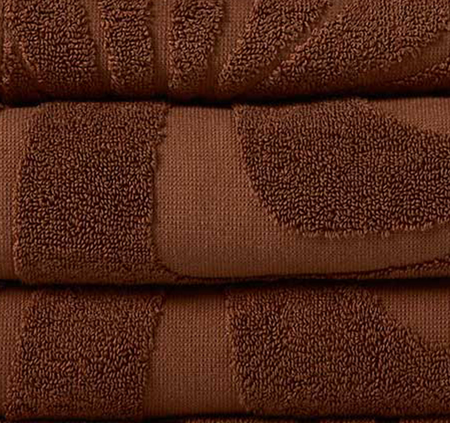 Wave 5 Piece 550GSM Cotton Bath Towel Set Pecan