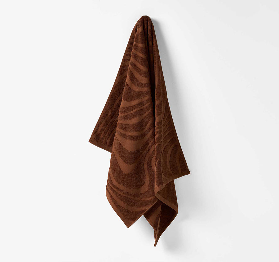 Wave 5 Piece 550GSM Cotton Bath Towel Set Pecan