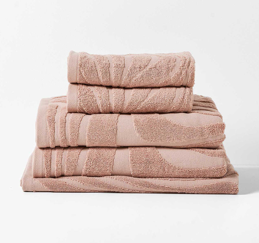 Wave 5 Piece 550GSM Cotton Bath Towel Set Shell