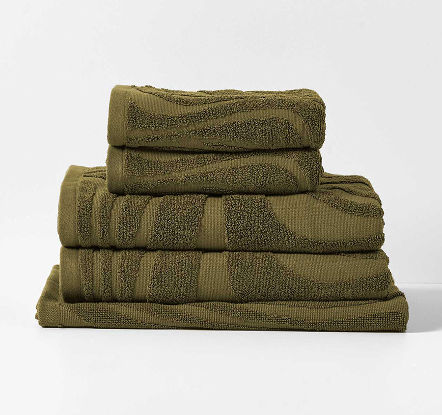 Wave 5 Piece 550GSM Cotton Bath Towel Set Willow