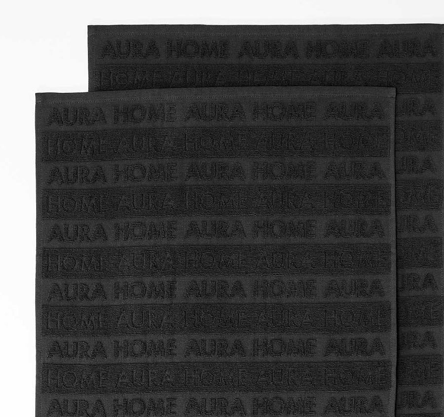 Ava Australian Cotton 2 Pack Tea Towel Black and Black