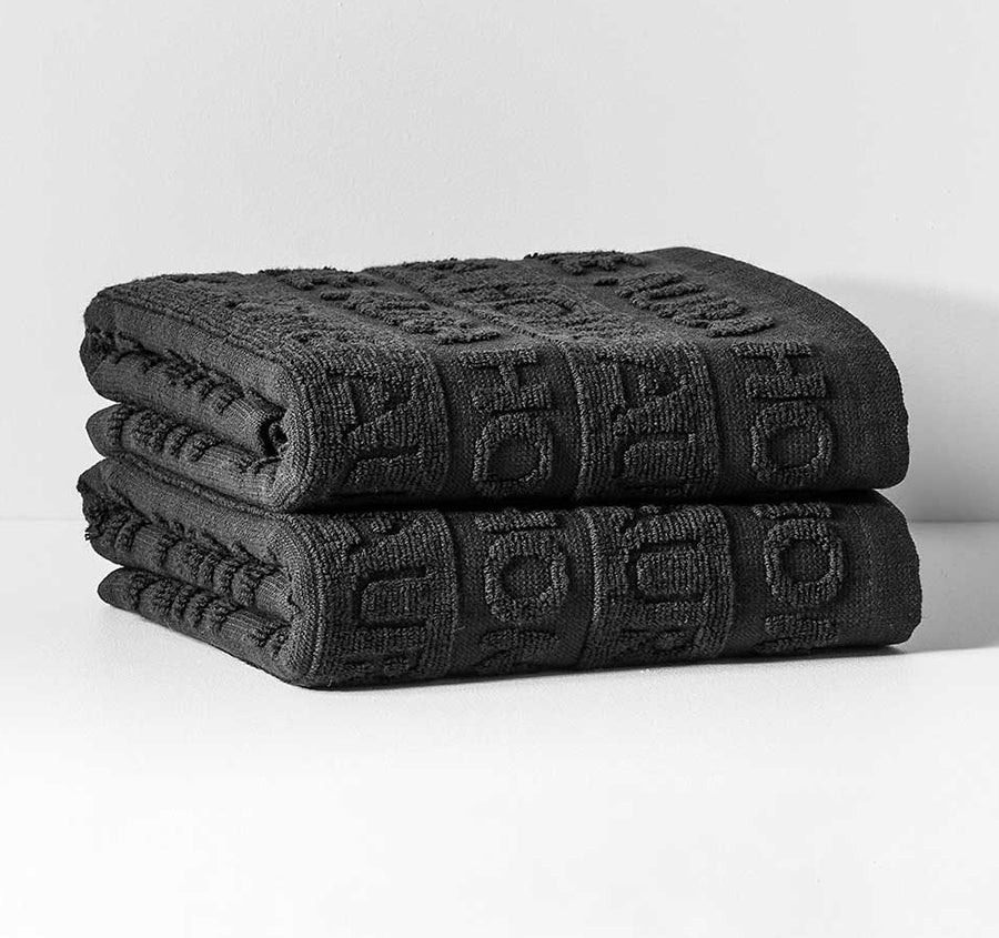 Ava Australian Cotton 2 Pack Tea Towel Black and Black