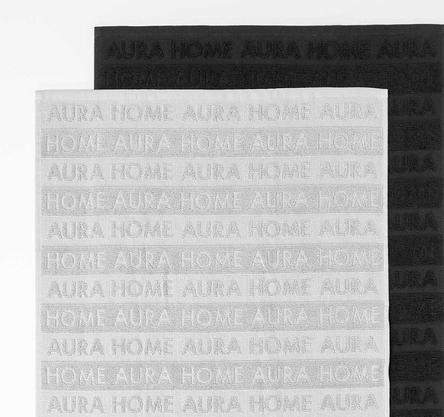 Ava Australian Cotton 2 Pack Tea Towel Dove and Black