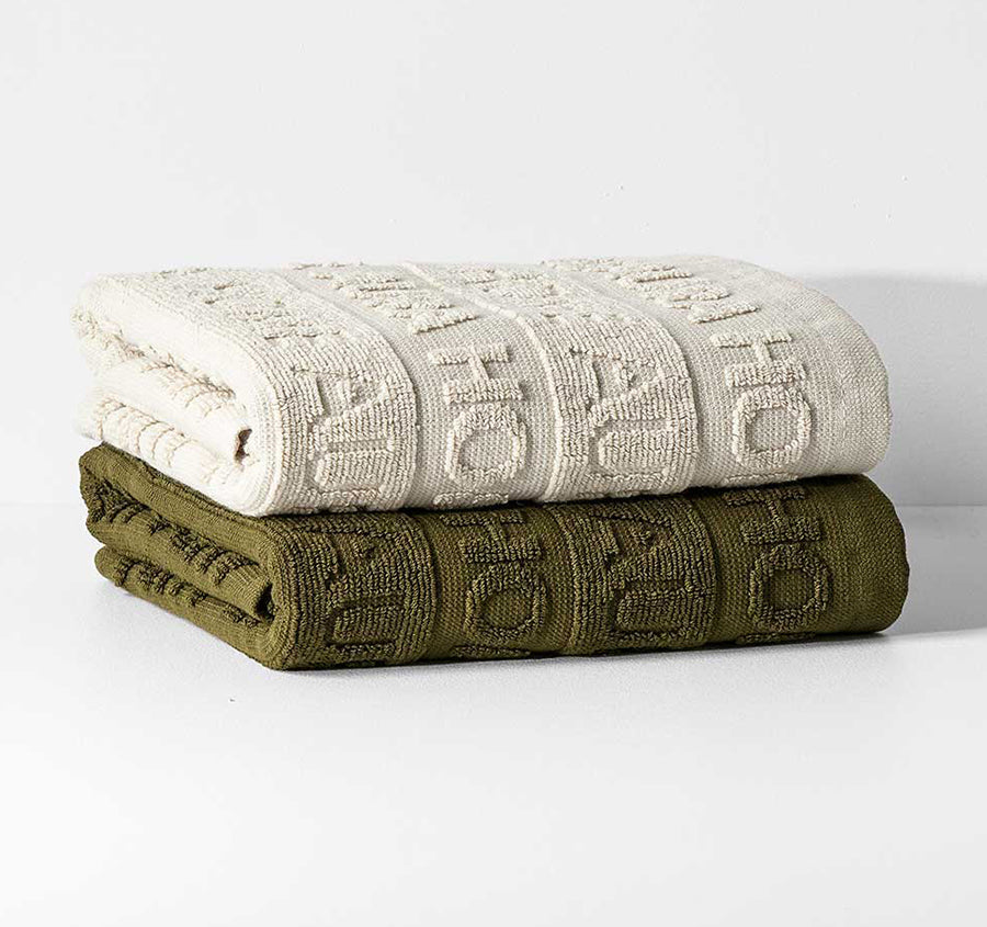 Ava Australian Cotton 2 Pack Tea Towel Natural and Khaki